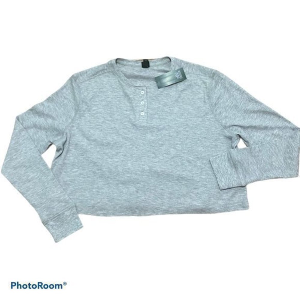 Women's Long Sleeve Ribbed Henley Button Top